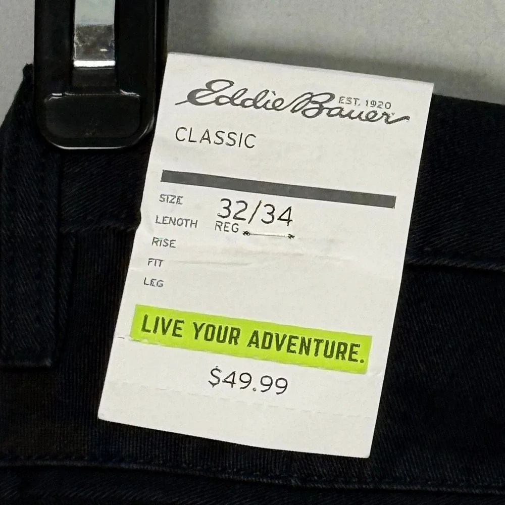 Eddie Bauer Classic Pants NWT Mens 32x34 Navy Blue Straight Leg Soft - Picture 8 of 10